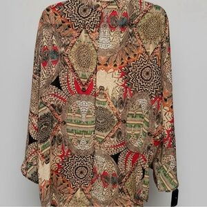 Haute Society Boho Mandala Print Sheer Kimono Open Cardigan
